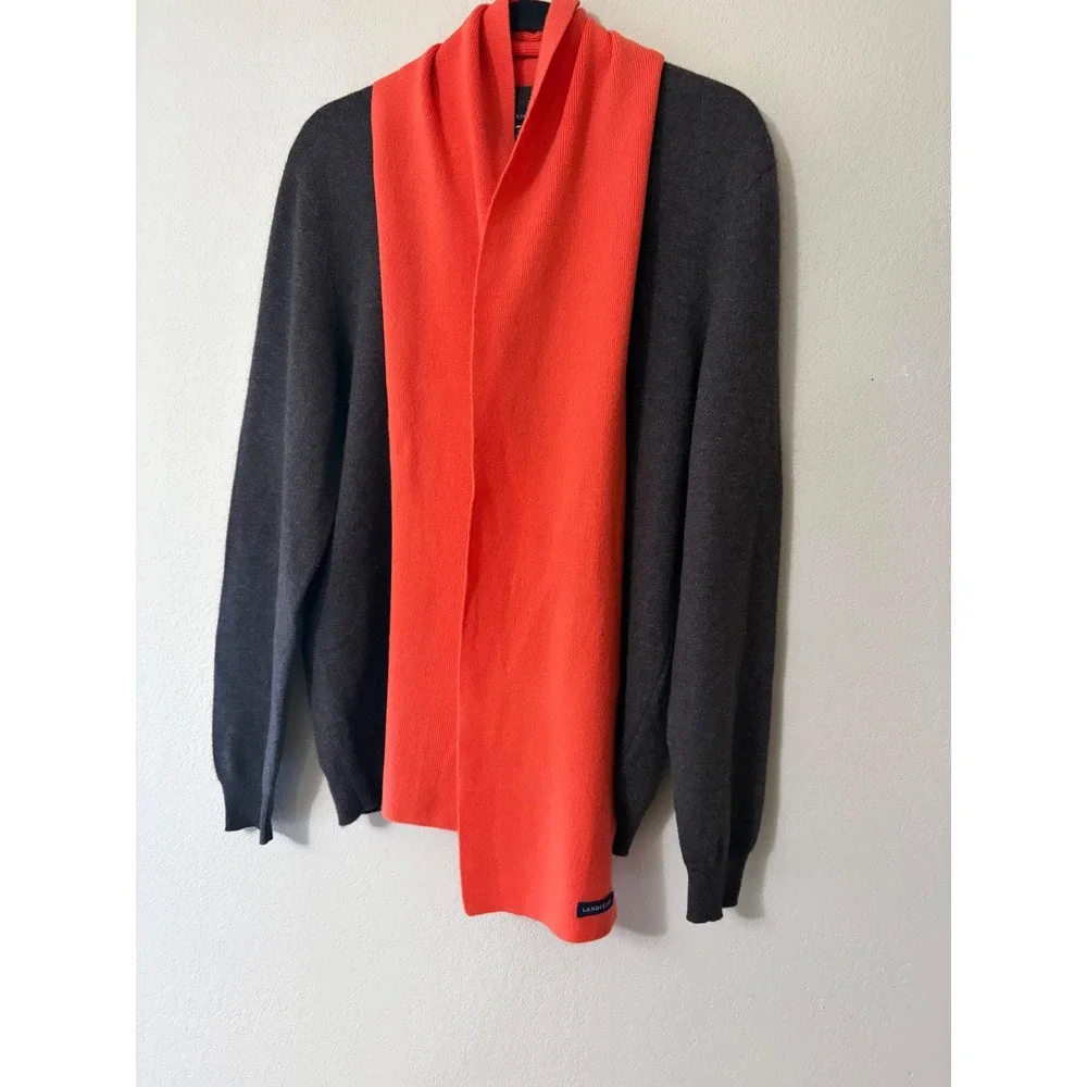 Lands' End 100% Cashmere Knit Winter Scarf | Bright Orange‎ Coral Solid 8